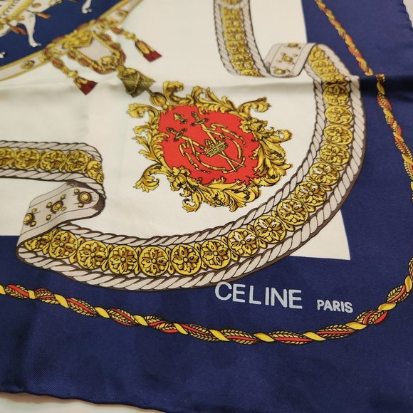 100% Silk Vintage Celine Paris 34" in x 34" in square scarf - Picture 2 of 4